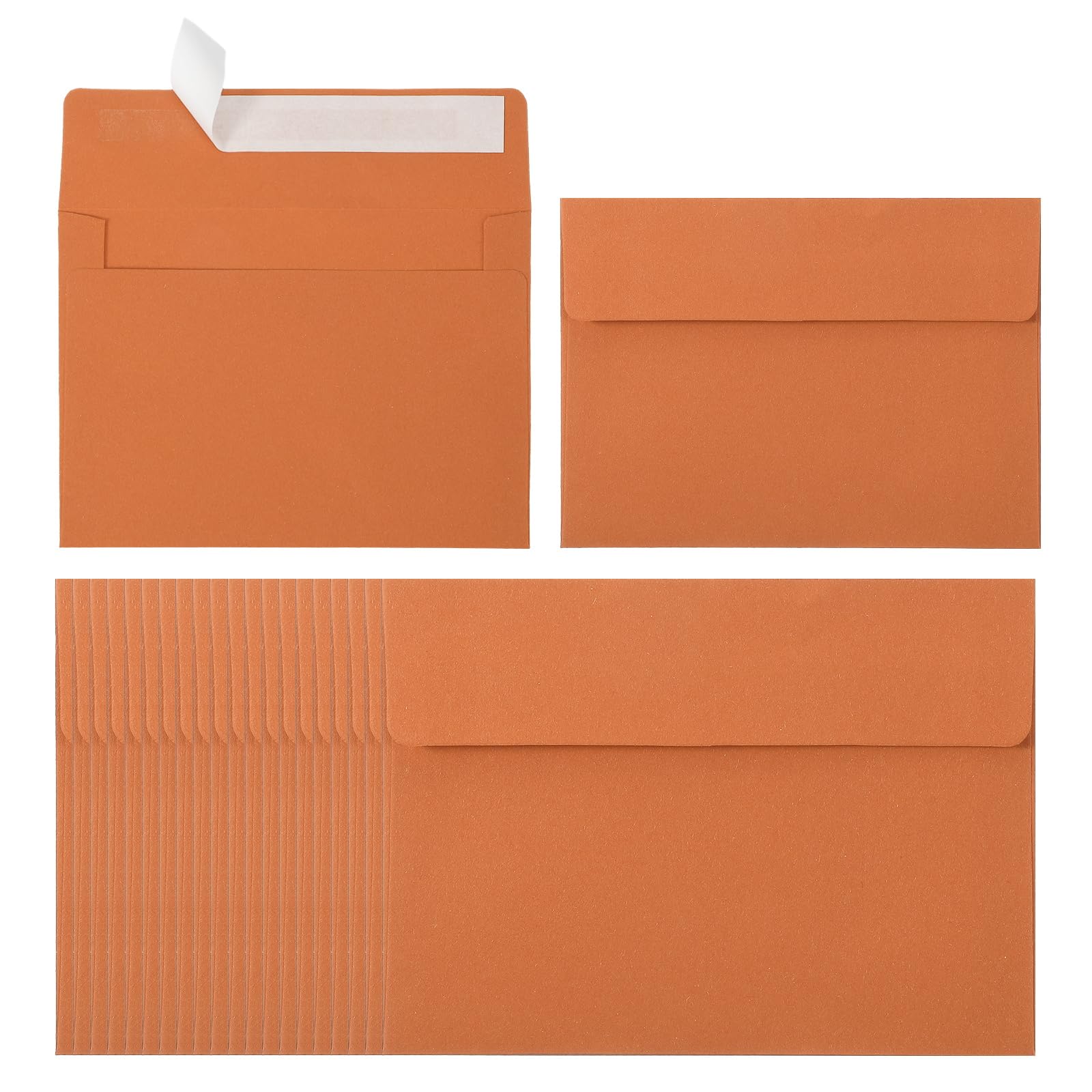 PATIKIL 24Pack A2 Envelopes, Self Seal Orange Invitation Envelopes for Postcard Wedding Greeting Cards Photos Announcement Mailing, 14.6 x 11.1cm Size