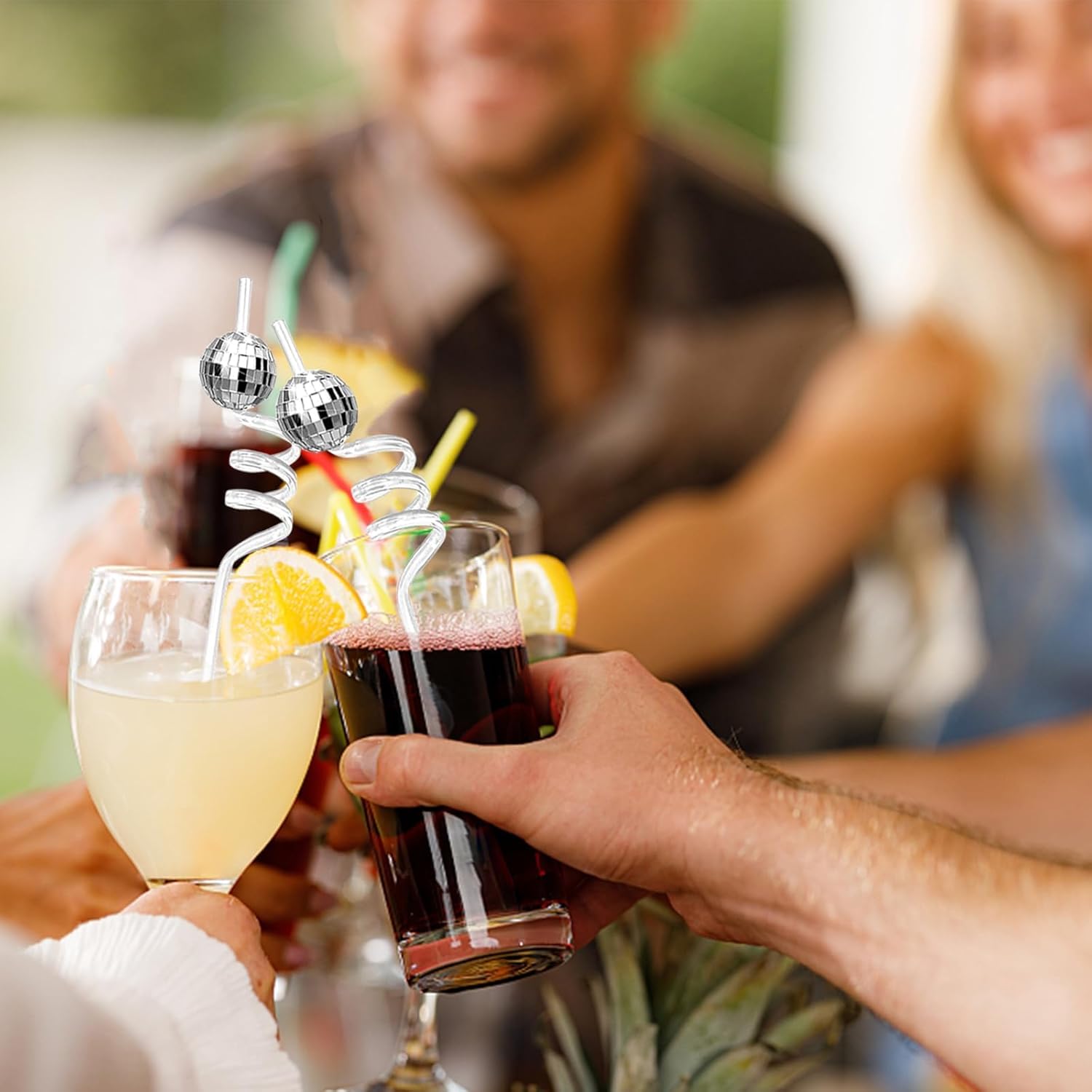 12 PCS Disco Ball Straws Disco Party Decorations Glitter Mirror Disco Ball Straws Plastic Straws for 1970s Retro Disco Party Wedding Birthday Party Decorations - Image 5