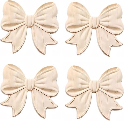 Vista 54 de 4 piezas de apliques de madera tallada en madera Onlays Onlays DIY tallados muebles apliques Onlays sin pintar centro tallado calcomanía para puerta