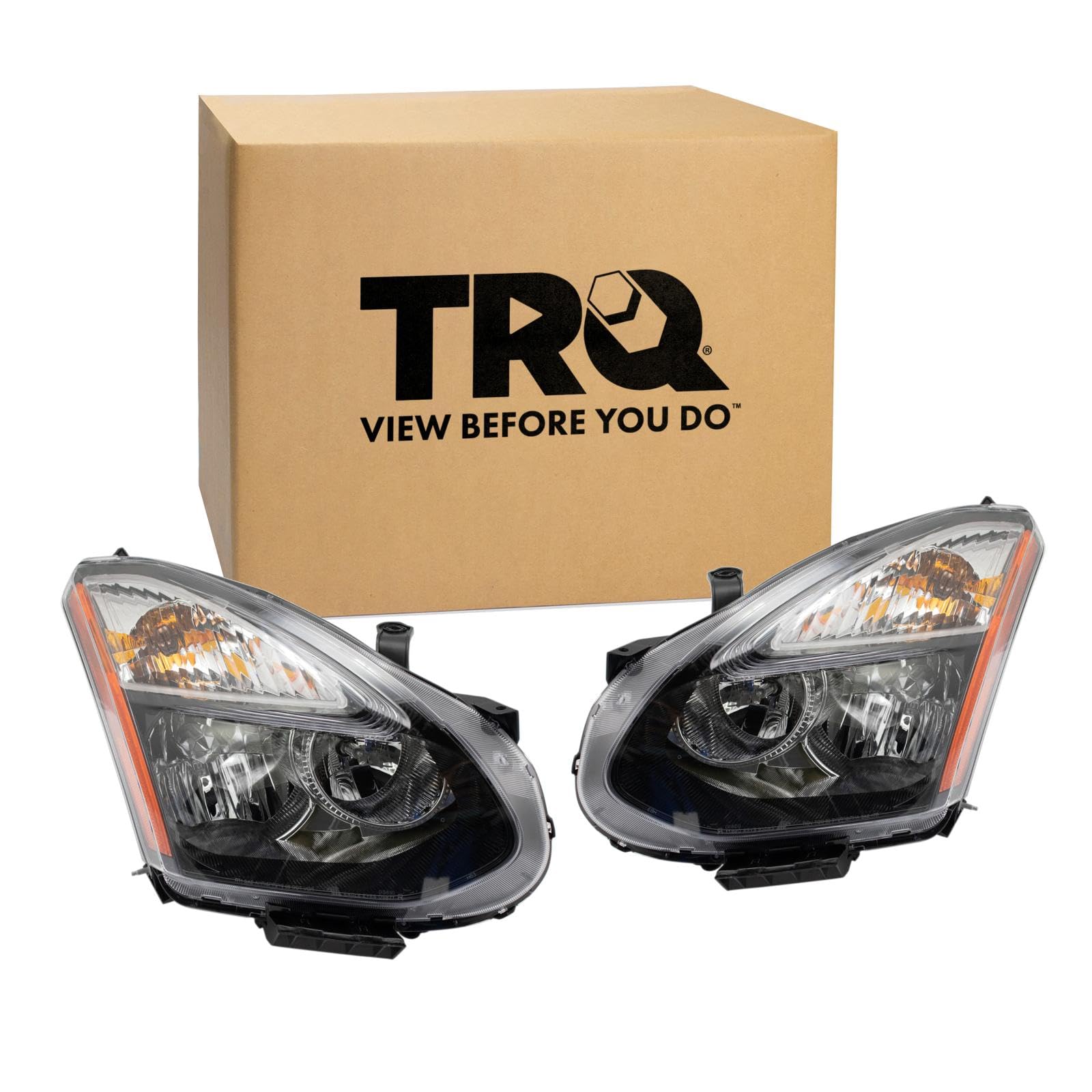 TRQ 2 Piece Headlight Assembly Set Driver &amp; Passenger Side Compatible with Nissan Rogue Select 2014-2015 NI2502231 NI2503231 26010-1VX0A 260101VX0A 26060-1VX0A 260601VX0A
