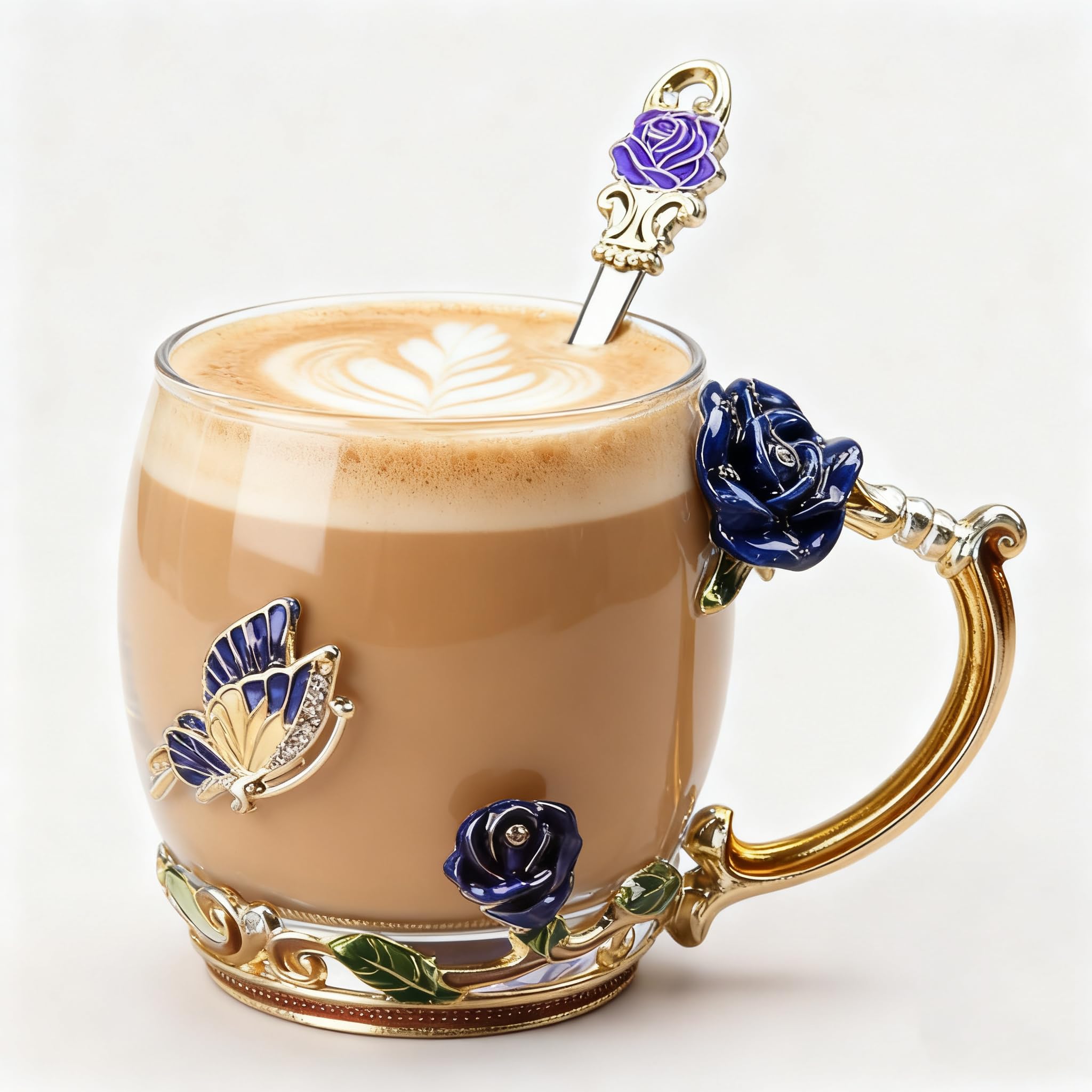 Unique Gifts for Women Mom - Flower Blue Tea Mug, Perfect Birthday Christmas Gifts for Her Who Has Everything (Rose Blue Coffee Cup, 11 OZ)