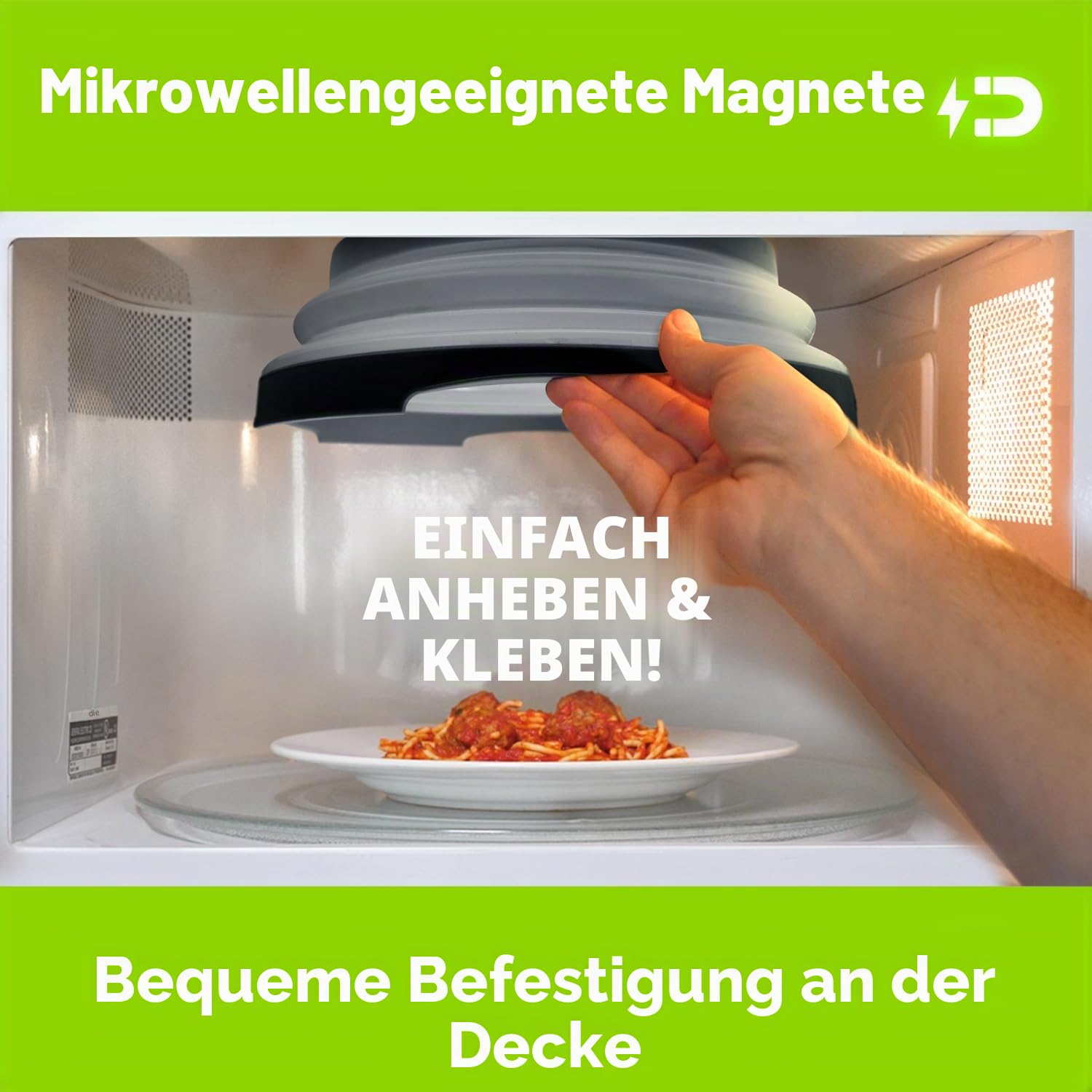 Magnetische Mikrowellen-Spritzschutzabdeckung mit stärkstem Magnetgriff, faltbar, 30,5 cm, BPA-freier Lebensmitteldeckel, belüfteter Teller-Schutz, spülmaschinenfest, platzsparende magnetische