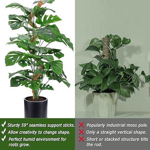 Miniatura 12 de Paquete de 2 postes de musgo, poste de musgo flexible de 28 pulgadas para plantas Monstera, postes de musgo para plantas trepadoras de interior, 2 x