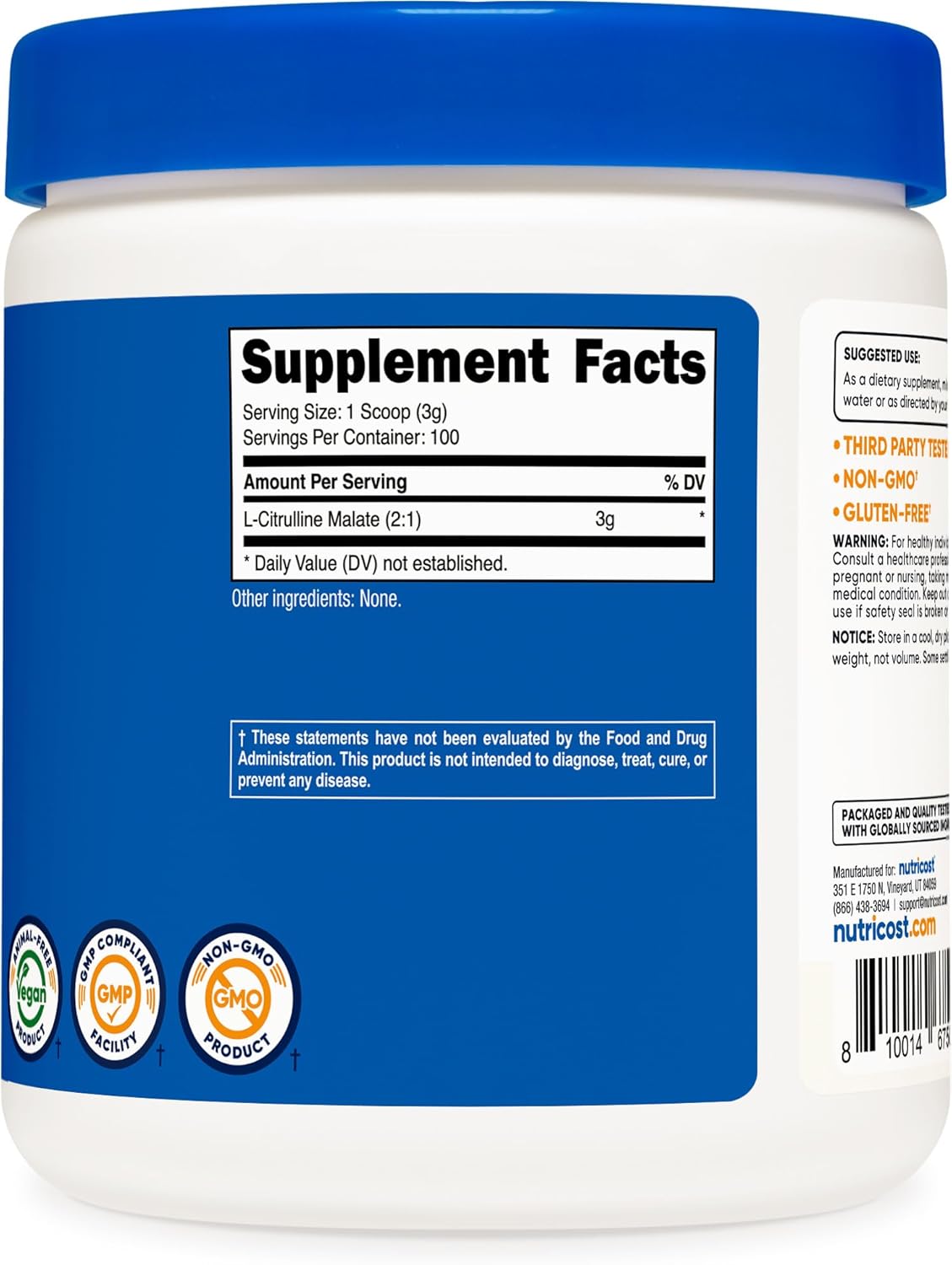 Nutricost L-Citrulline Malate (2:1) Powder (300 Grams) - Image 5