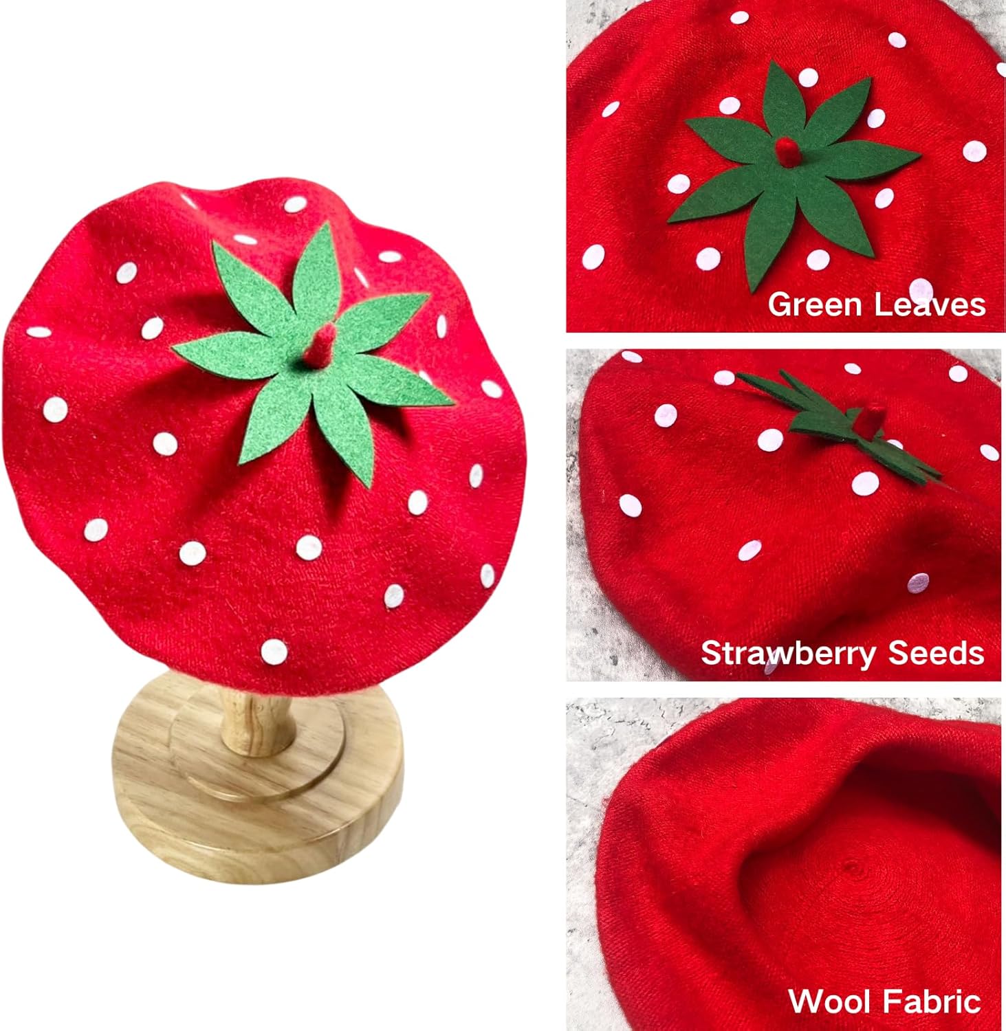 yolrdiw Winter Mom and Daughter Matching Hats Mama and Mini French Beret for Girls Women Cute Strawberry Gift - Image 5