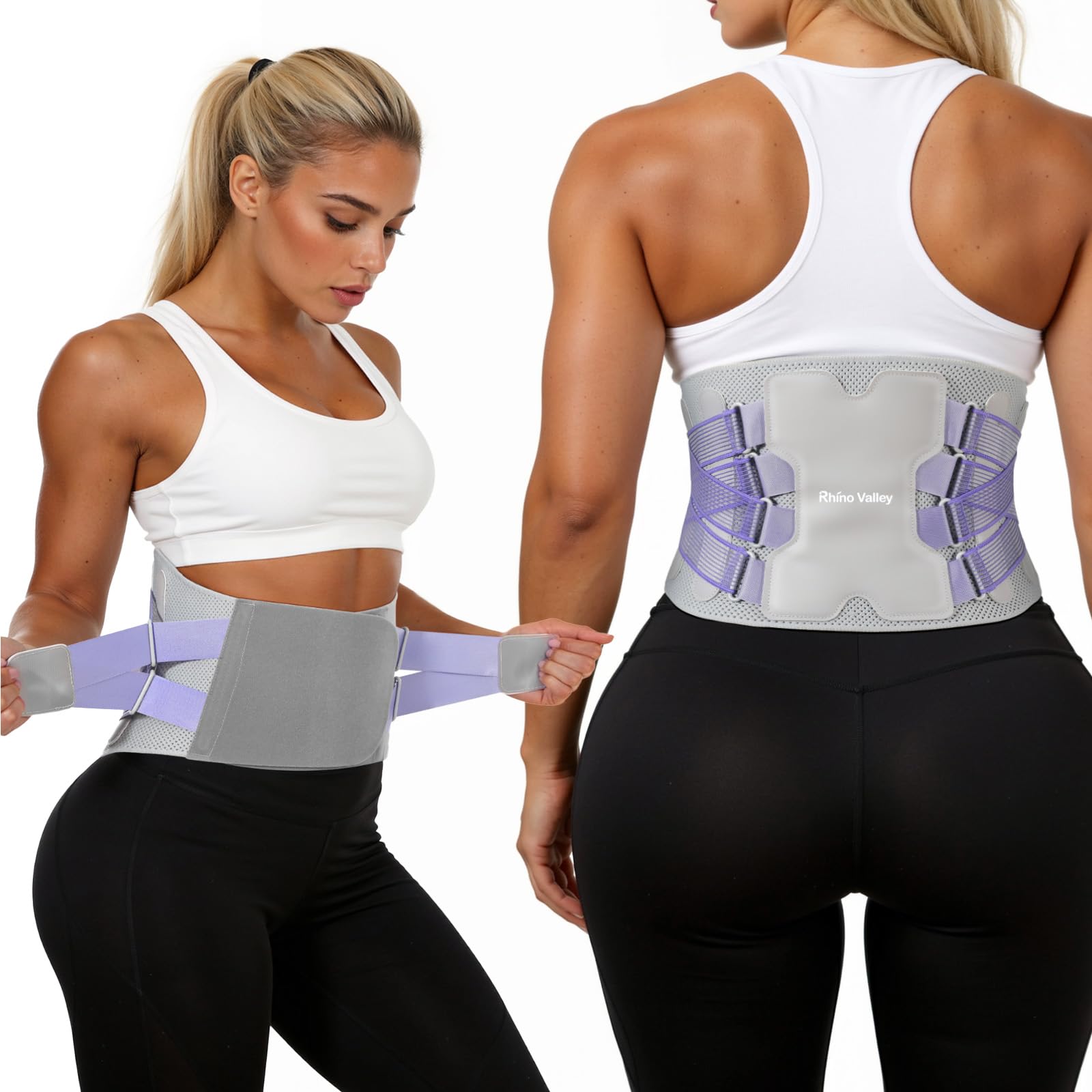 Tutore Schiena per Donna, Tutore di Sostegno per Alleviare il Dolore Lombare, Cintura di Sostegno Lombare Regolabile con Imbottitura Lombare, Tutore per Sollievo Immediato da Ernia Discale, Sciatica,M