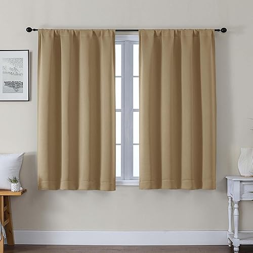 Miniatura 84 de Gwine - Cortinas opacas negras para dormitorio de 84 pulgadas de largo, juego de 2 paneles, cortinas sólidas reductoras de ruido con aislamiento