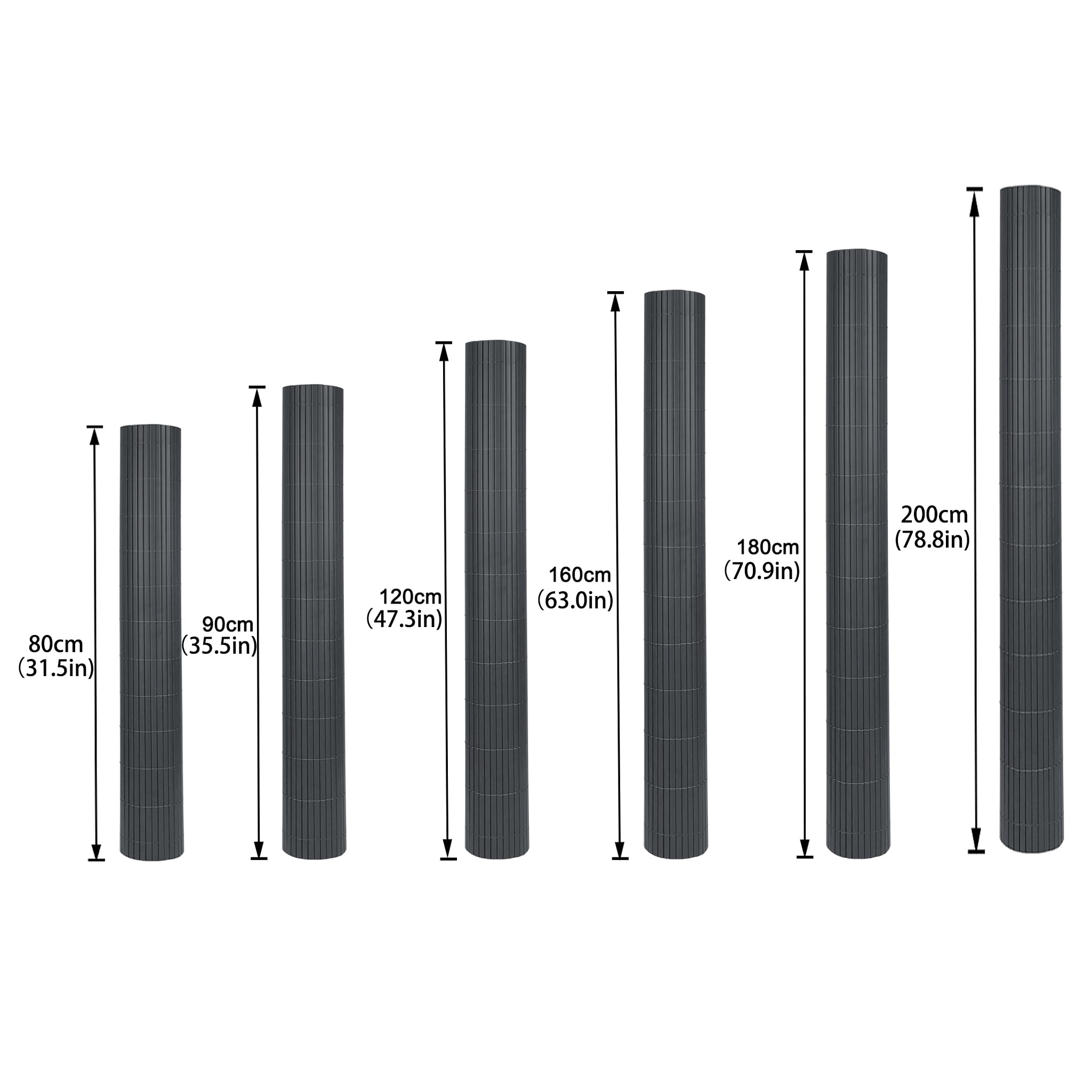 LZQ Tapis de protection de la vie privée en PVC - Anthracite - Pour balcon - 200 x 500 cm - Revêtement de balcon, bordure de balcon, panneau avec lattes renforcées,
