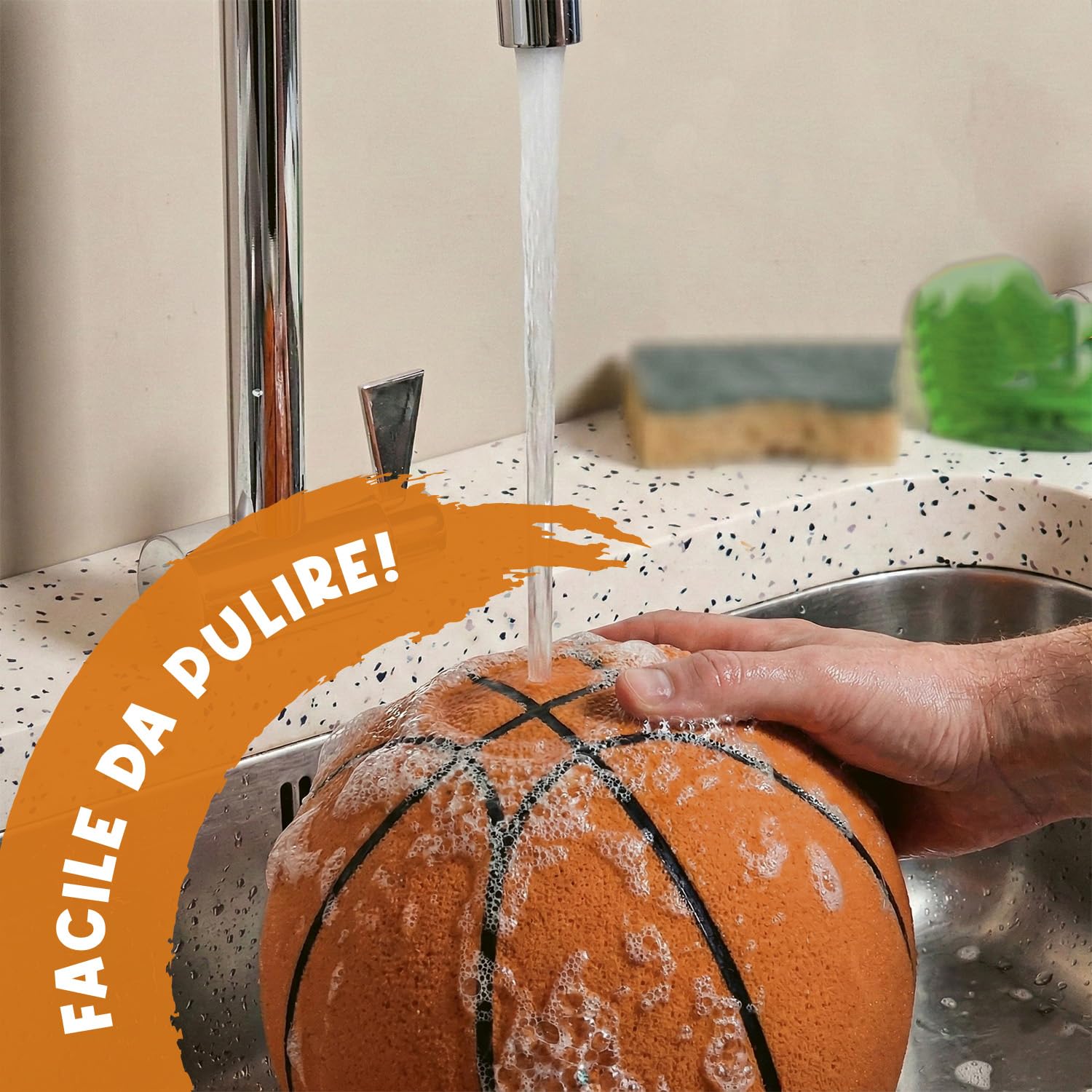 AirSlam® Pallone da Basket in Schiuma Silenzioso 24 cm | Gioco da Interno per Bambini | Non Fa Rumore | Giocattolo Lavabile, Resistente e Durevole | OriginalCorner®