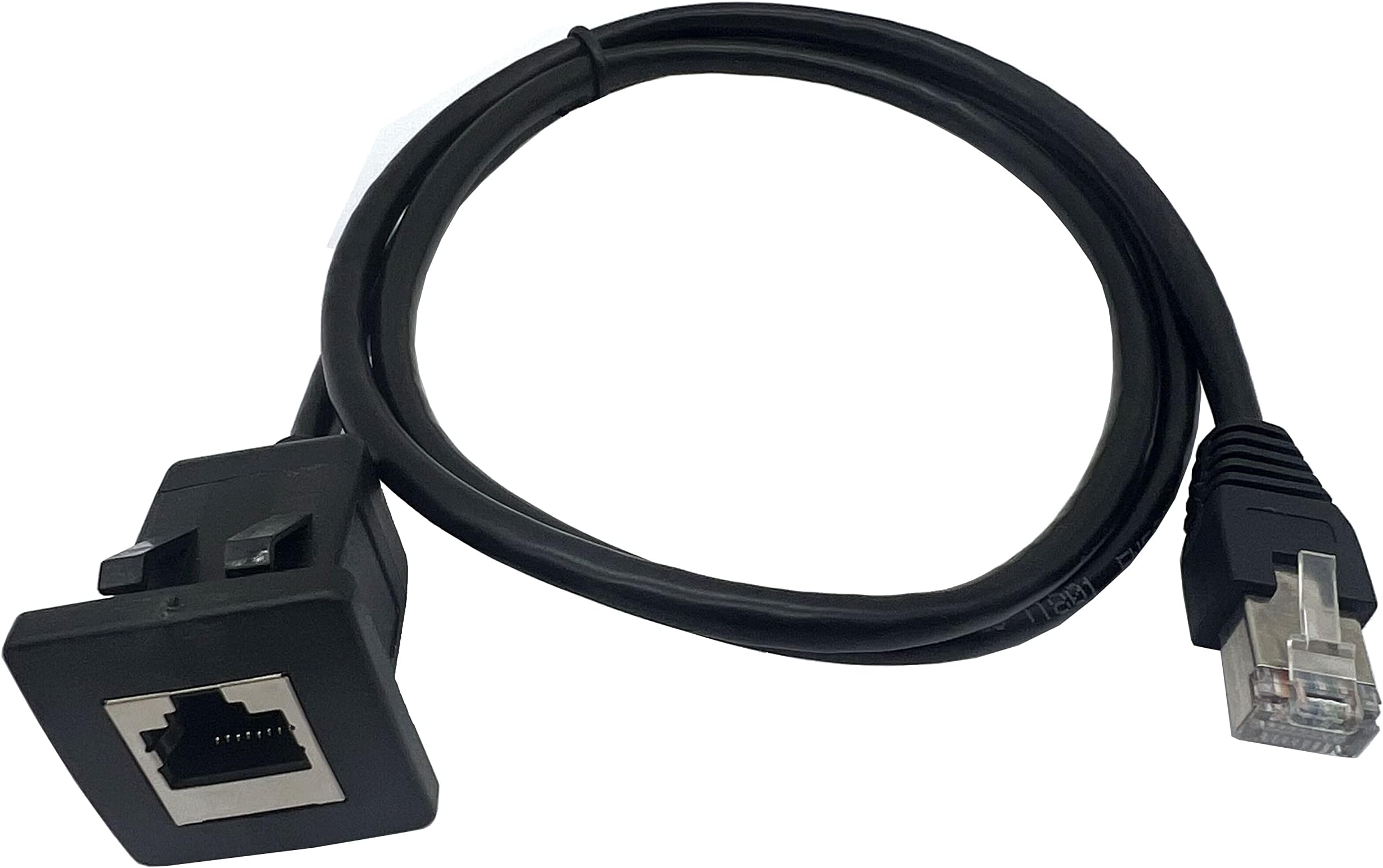 Qaoquda Cat5e RJ45 Square Flush Mount Cable, RJ45 Male to Female Shielded Ethernet Network Panel Mount Extension Cable for Car, Boat and Home Wall 1M/3Ft