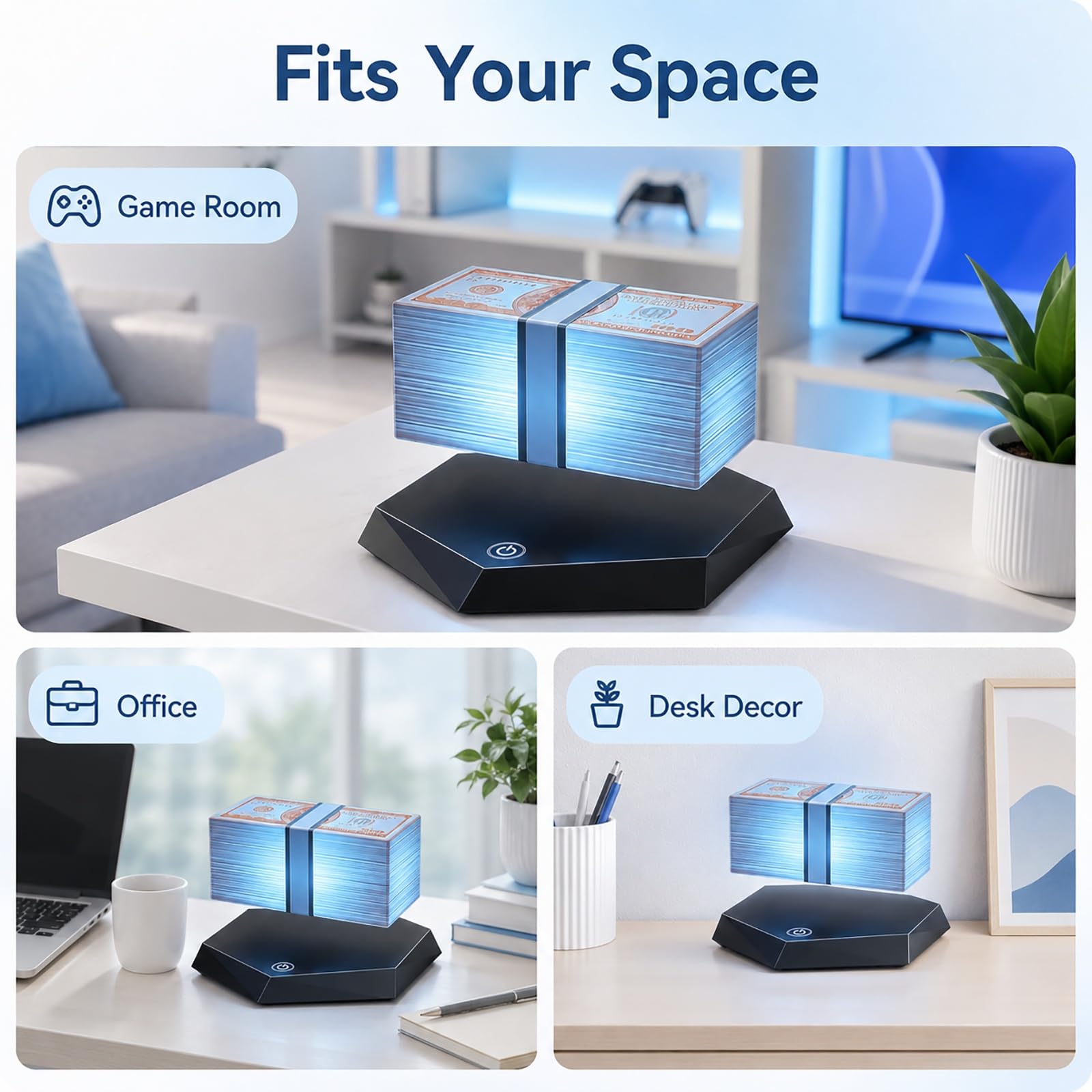 Generico Lampada Banconota Fluttuante, Levitazione Magnetica Dollaro Design 3 Colori LED Luce Notturna, Gadget Scrivania Rotante 360° for Arredo Stanza da Gaming, Regalo Uomo Originale