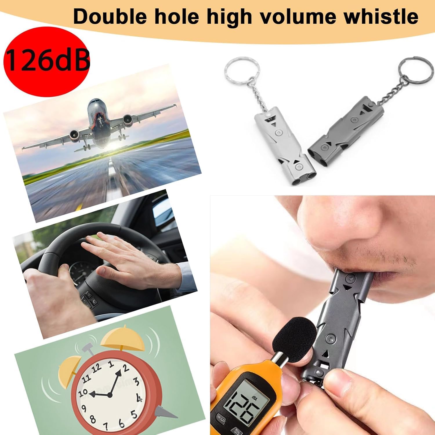 Store2508 Whistle Emergency, Safety Survival Whistle with Lanyard Keychain, High Pitch Double Tubes Coyote Whistle for Hiking Camping Hunting Boating Rescue Signal Whistle (Black 2 Pcs) 1