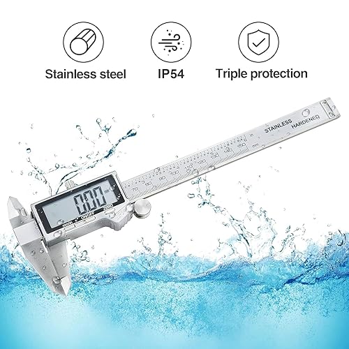 Miniatura 16 de Herramienta de medición de calibrador digital, calibre micrómetro digital electrónico impermeable IP54, pinza de acero Stainlee Vernier con pantalla