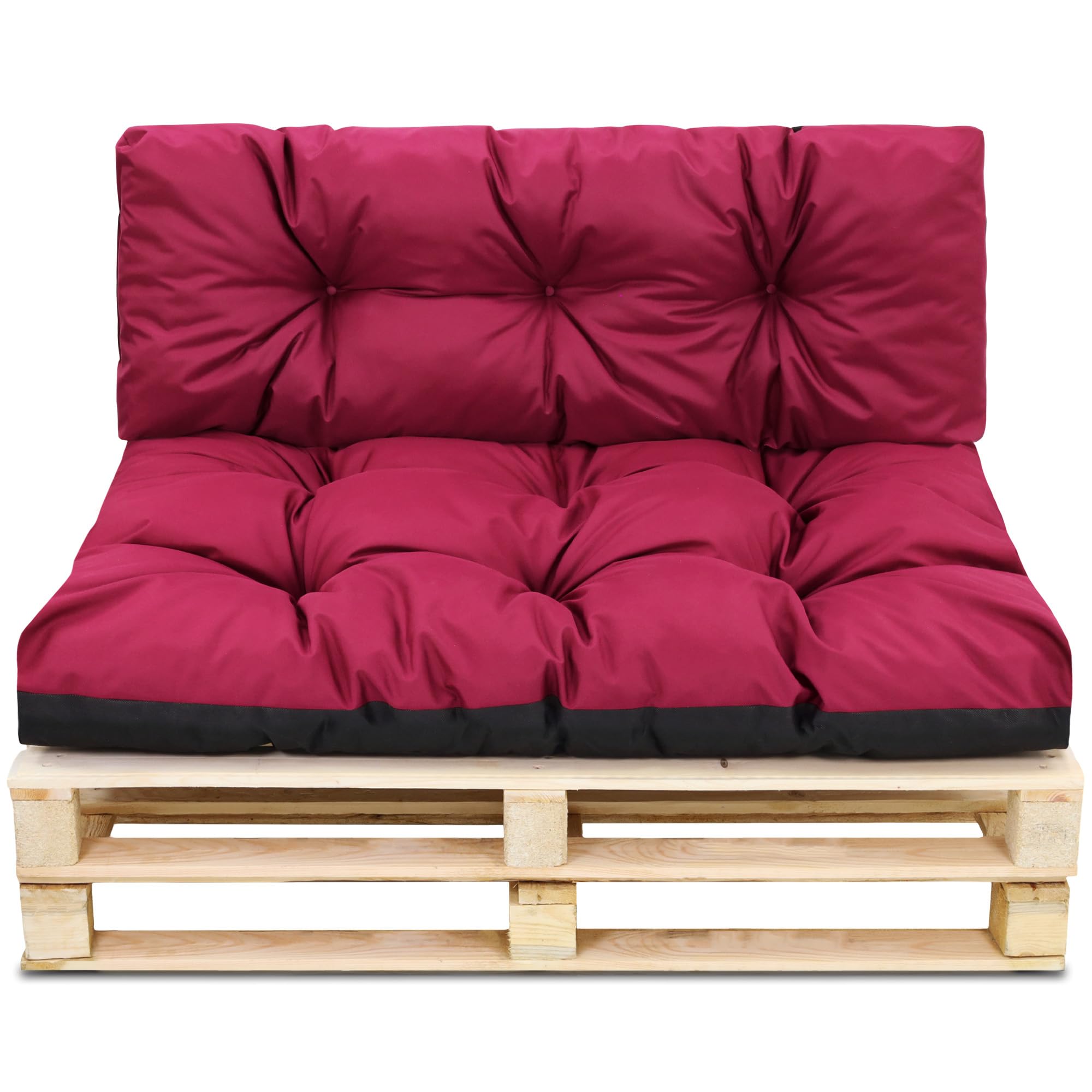 Amazinggirl Cojines para palets Exterior 120x80 cm - Cojín por Palet o Cojin jardín por Banco terraza balcón y Patio Almohada para Asiento en Jardin 120 x 80 Burdeos