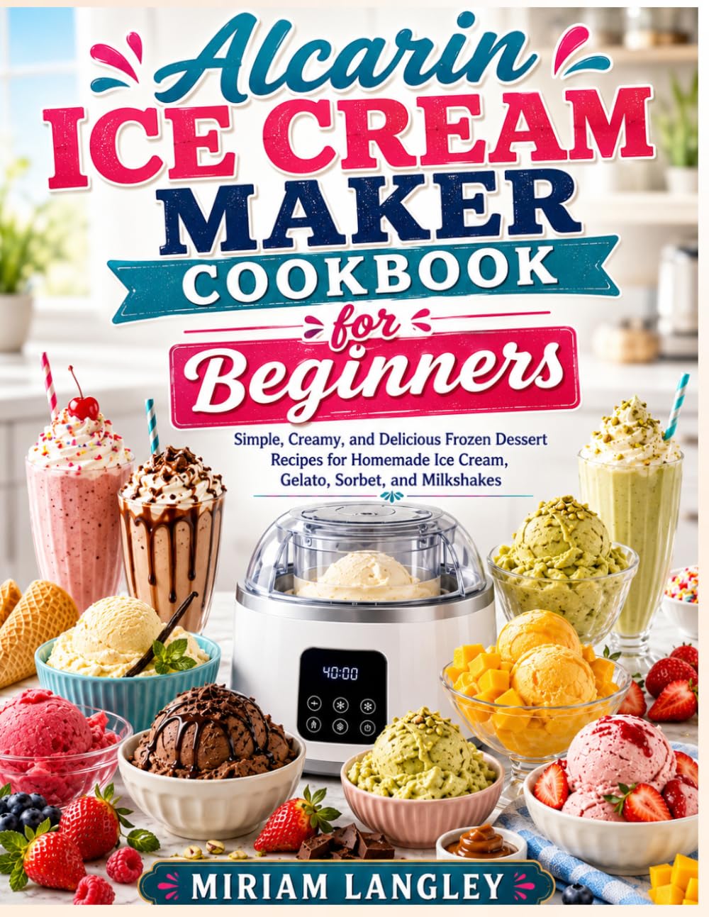 Alcarin Ice Cream Maker Cookbook for Beginners: Simple, Creamy, and Delicious Frozen Dessert Recipes for Homemade Ice Cream, Gelato, Sorbet, and Milkshakes