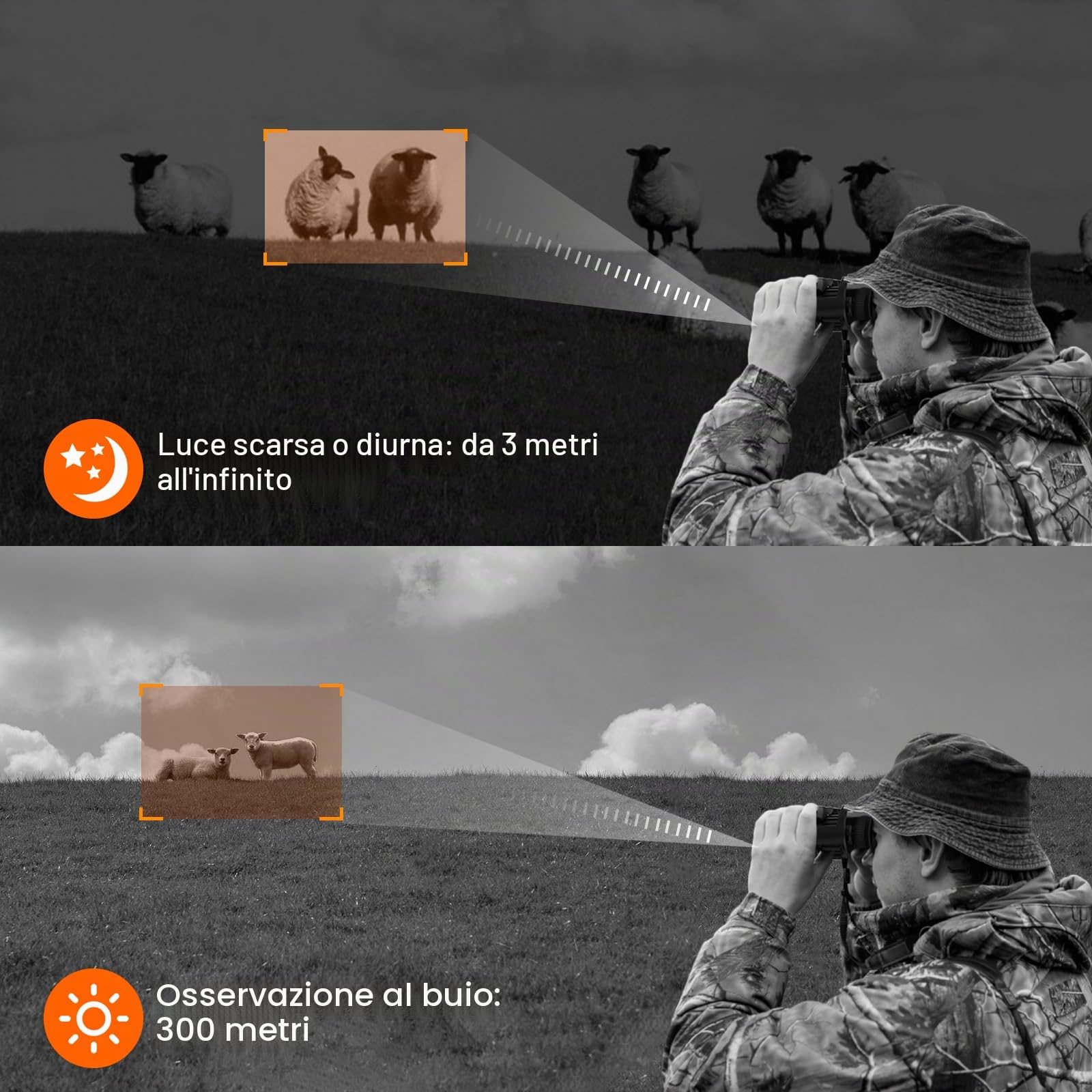 Occhiali per visione notturna, binocolo per visione notturna, visione notturna a mani libere, visione digitale a infrarossi, acquisizione di foto e video per softair, caccia, con scheda TF da 32 GB