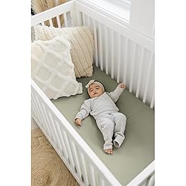 Konssy Muslin Crib Sheets 2 PCS, 100% Cotton Baby Crib Sheets for Standard Crib Mattress (28x 52), Soft and Breathable for Boys, Girls (Rabbit,Fog Green)