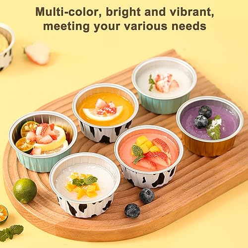 Miniatura 8 de RETON 100 tazas de papel de aluminio para hornear, mini moldes para pasteles con tapas, moldes de papel de aluminio de 5 onzas para cupcakes, moldes