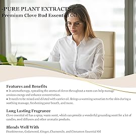 EUQEE Clove Essential Oil Large Capacity (4 oz/118 ml) Premium Clove Bud Oil - with Glass Dropper, Great for Diffusers, DIY Candle e & Soap Making