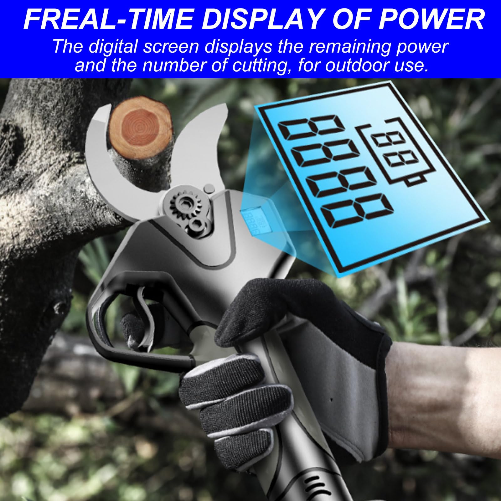 Podadora De Mano con Pantalla De VisualizacióN, Tijeras EléCtricas InaláMbricas Profesionales, Rango De Corte De Ramas De 1-68 Mm, para Podar Huertos Frutales, ViñEdos