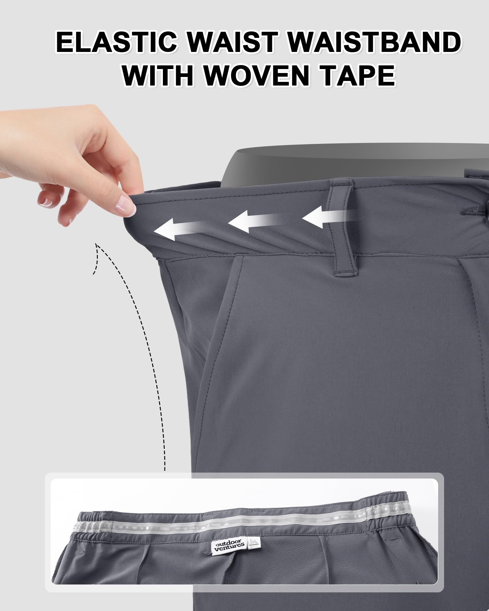 Outdoor Ventures Pantalones cortos de golf para hombre UPF 50+ elásticos, ligeros, de secado rápido, pantalones cortos de golf de 9 pulgadas con 3 soportes para té y bolsillos para golf