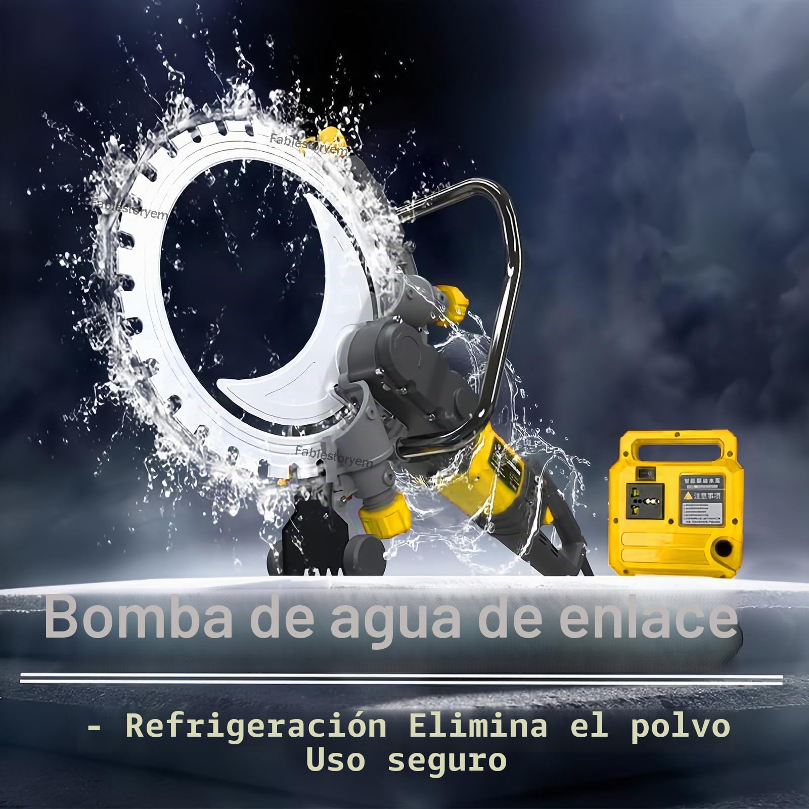 Sierra Eléctrica Toroidal para Hormigón de 40 CM con Caja de Herramientas, Máquina Cortadora y Ranuradora de Paredes Eléctrica de 8000 W, para Granito, Piedra, Ladrillo, Mármol, Hormigón,2xBlades