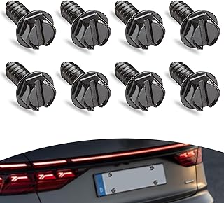 8 PCS Car License Plate Frame Screws, 304 Stainless Steel US Standard License Plate Frame Self-Tapping Mounting Bolts, Rust-Proof Shock-Proof License Plate Fasteners, Universal for Car (Black)