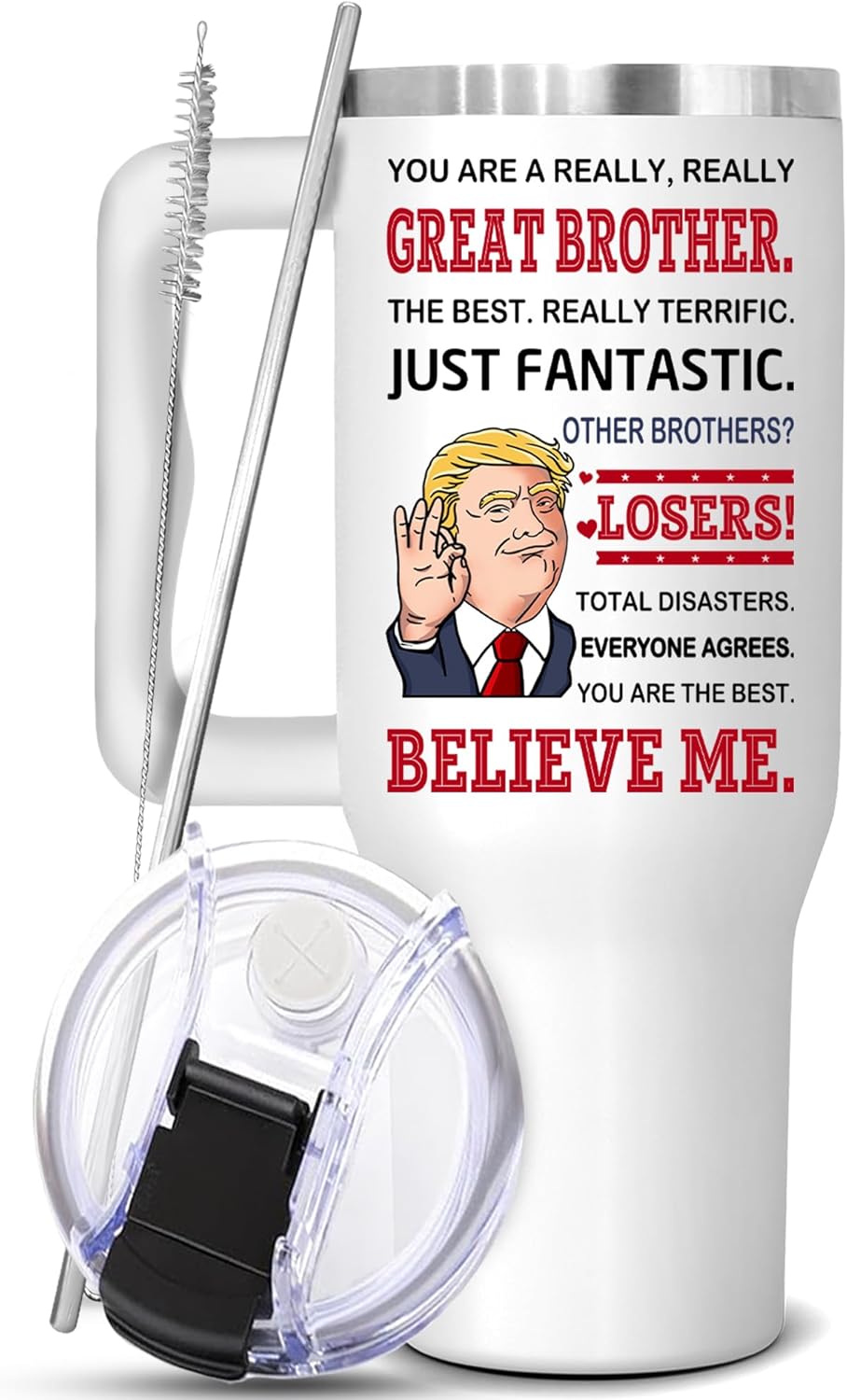 Christmas Brother Gifts - Birthday Gifts For Brother - Gifts For Brothers From Brothers, Sister - Christmas Gift For Bro, Sibling - Stainless Steel Tumbler 40 OZ