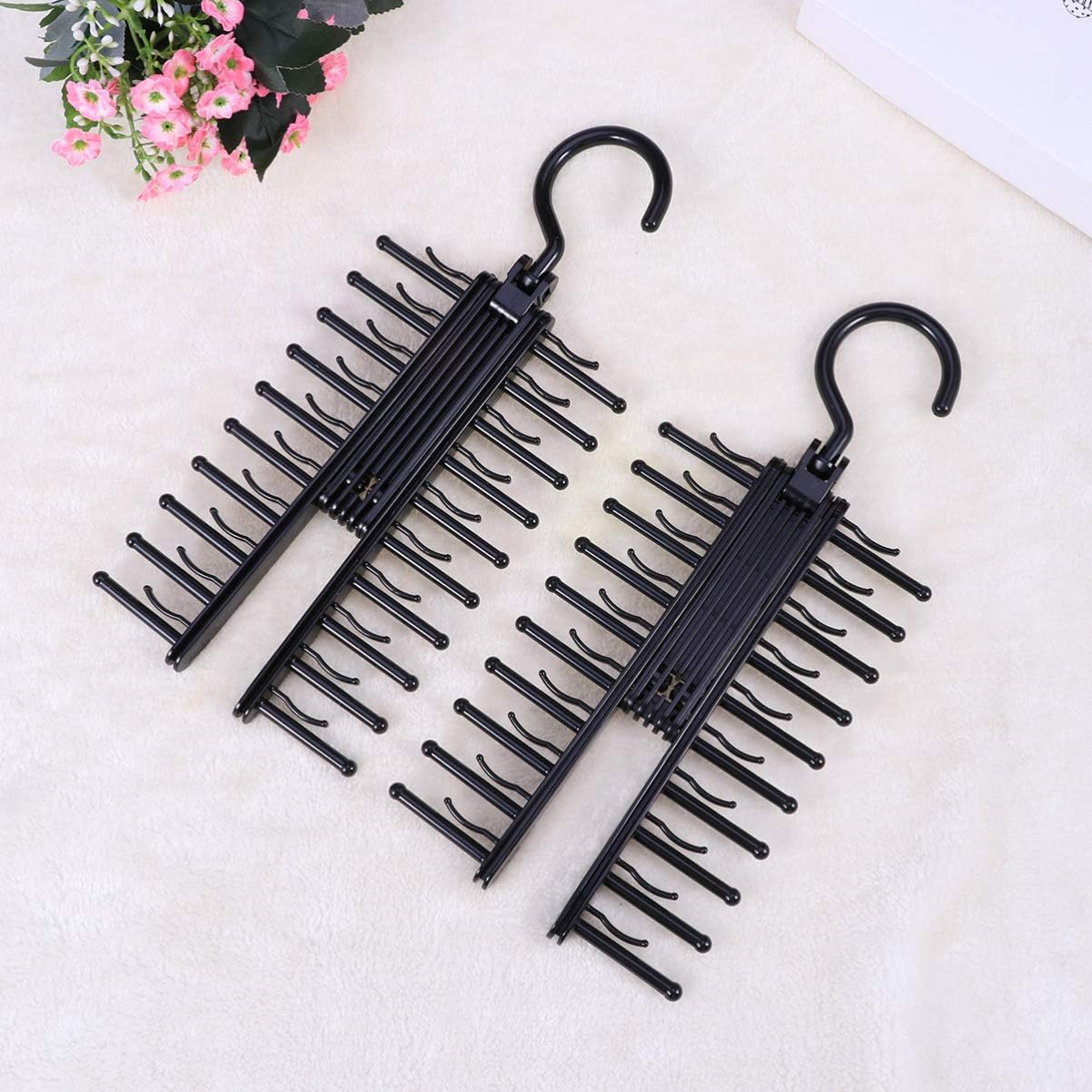 SOLUSTRE 3Pcs Double Sided Multifunctional Tie Hanger Space Saving Black Rack for Neckties Scarves and Belts with Rotating Hook Wrinkle Organization