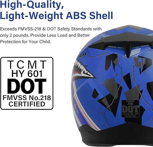 Miniatura 8 de SLMOTO - Casco de motocross para niños y jóvenes, casco de motocicleta BMX, MX, cuatrimoto todoterreno, motocross, aprobado por el Departamento de