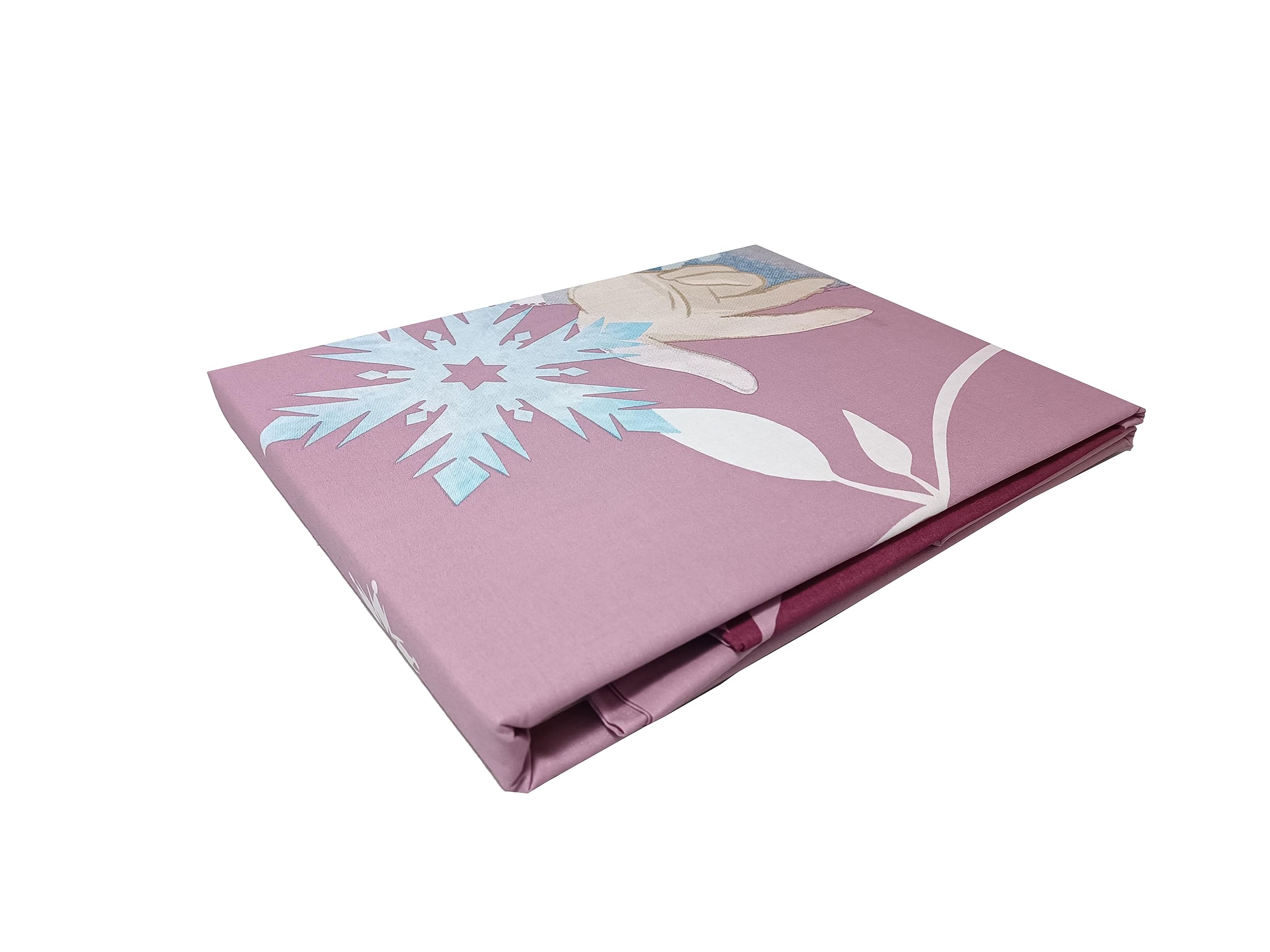 Reine des neiges Parure de lit Simple Disney, Drap Plat, taie d'oreiller, Rose, Disney, 100% Coton, Produit Officiel
