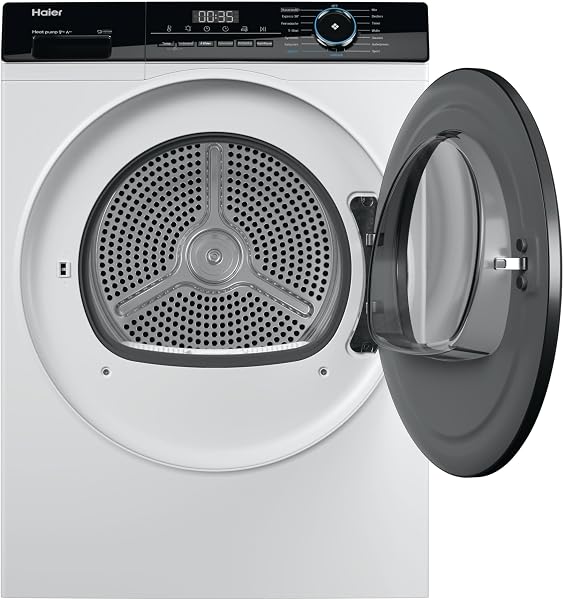 Haier Wärmepumpentrockner 9kg I-PRO SERIE 3 HD90-A2939 I Wäschetrockner i-Time & Startzeitvorwahl I Trockner mit 3 Trockenstufen, i-Refresh Dampfprogramm & 3-in-1 Filter I Dryer - 3