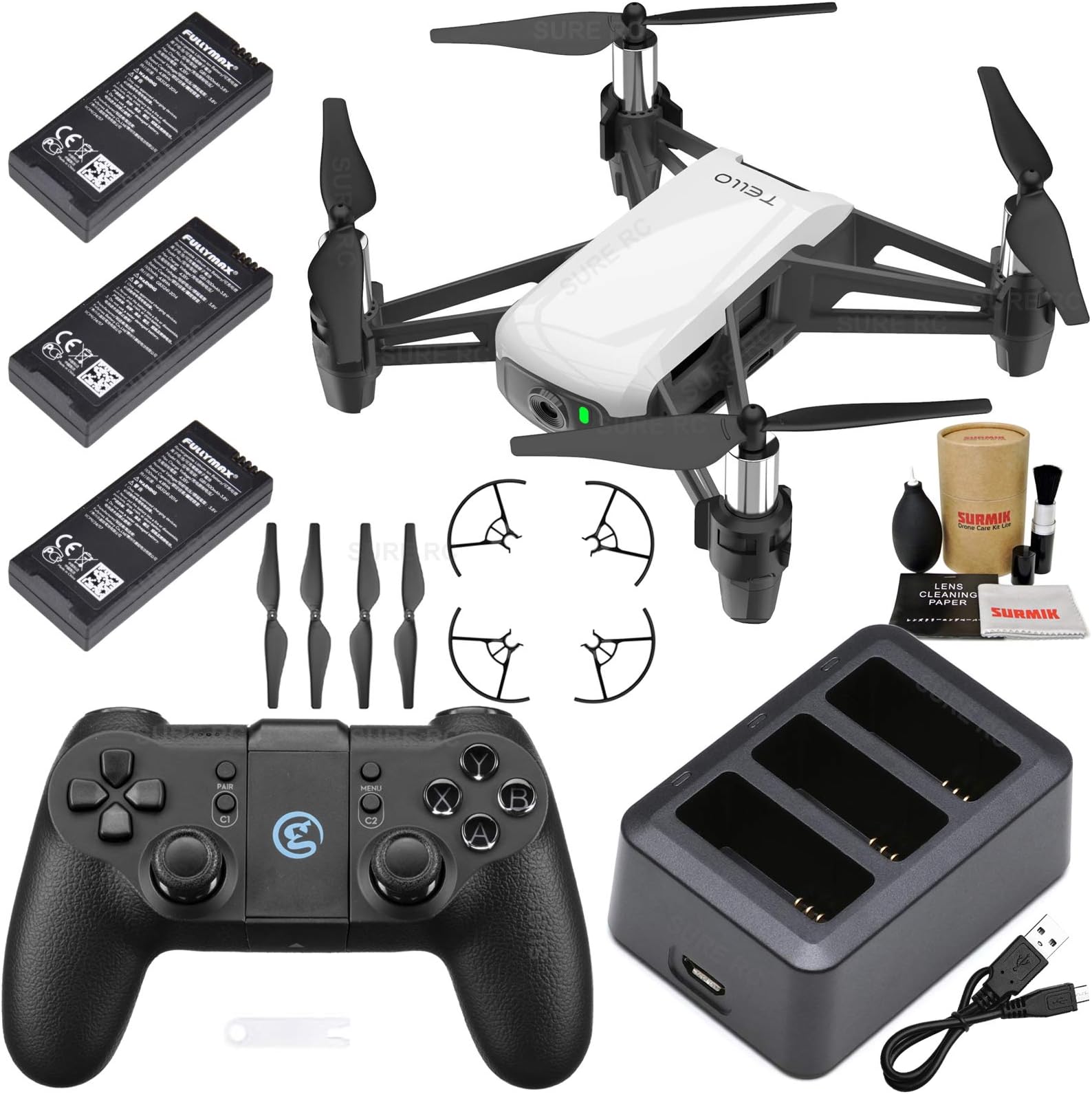 Tello Drone Quadcopter Boost Combo Bundle with 3 Batteries, Charging Hub, GameSir T1 Remote Controller and Must Have Accessories (5 Items)