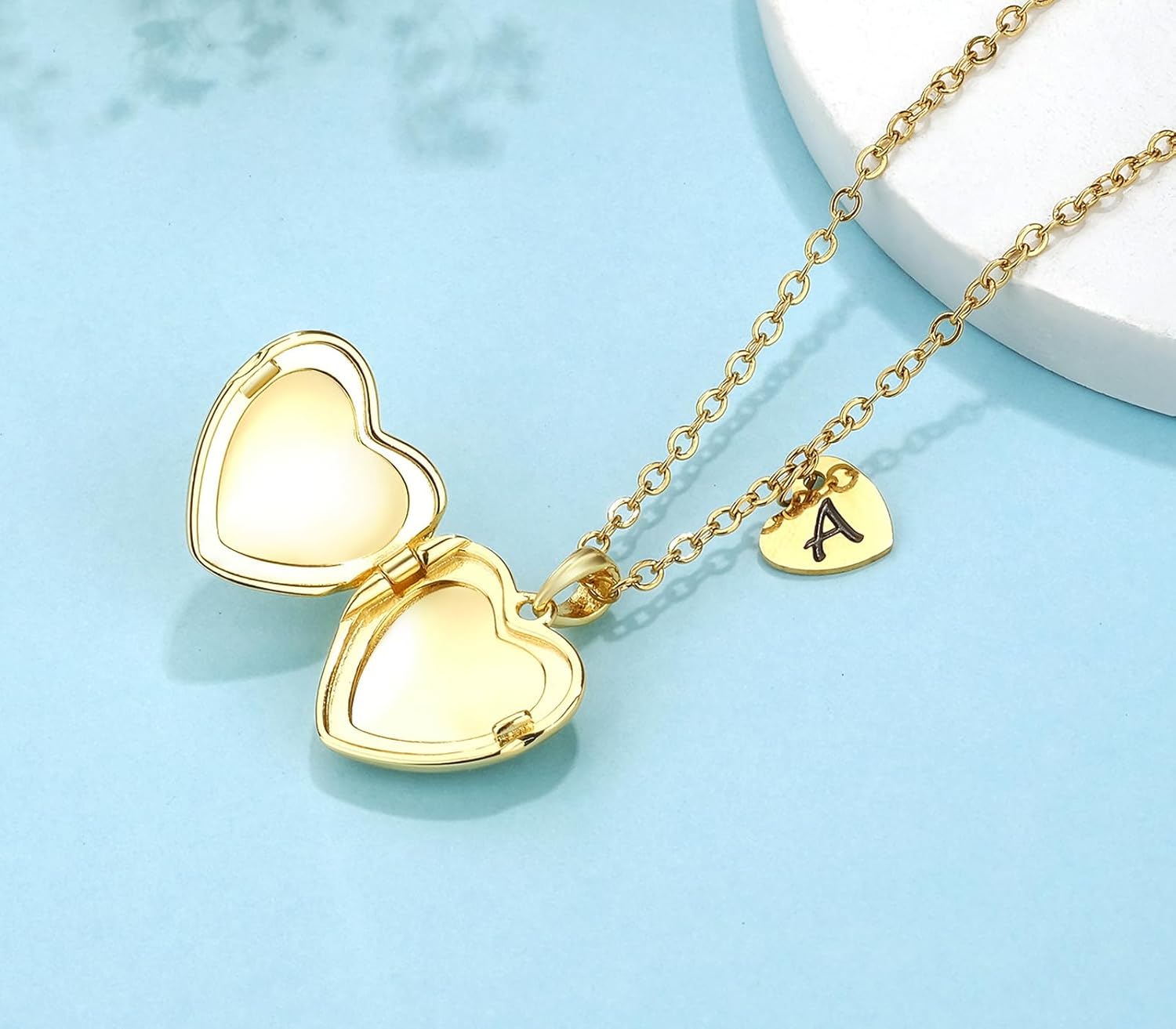 YOUFENG Heart Letter Unicorn Locket Necklace Initial Locket that Holds Pictures Locket Birthday Gifts - Image 3