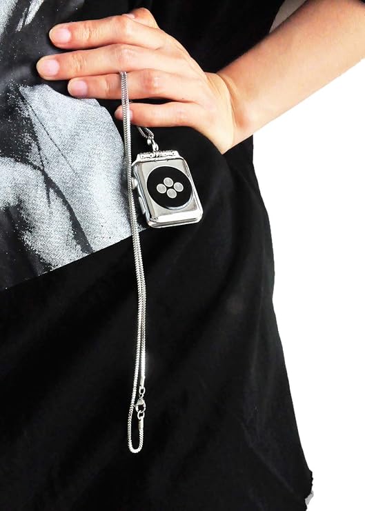 Stainless Steel Chain Necklace Smartwatch Band 38mm Series 3 2 1/40/41mm Series 9/8/7/6/5/4 New Polished Silver Metal Box Chain Strap Rope Neckband Replacement Accessories