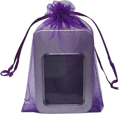 Miniatura 2 de 100 bolsas de organza con cordón de 6 x 9 pulgadas, bolsas de regalo para joyas, fiestas, bodas, regalos (6 x 9, morado)