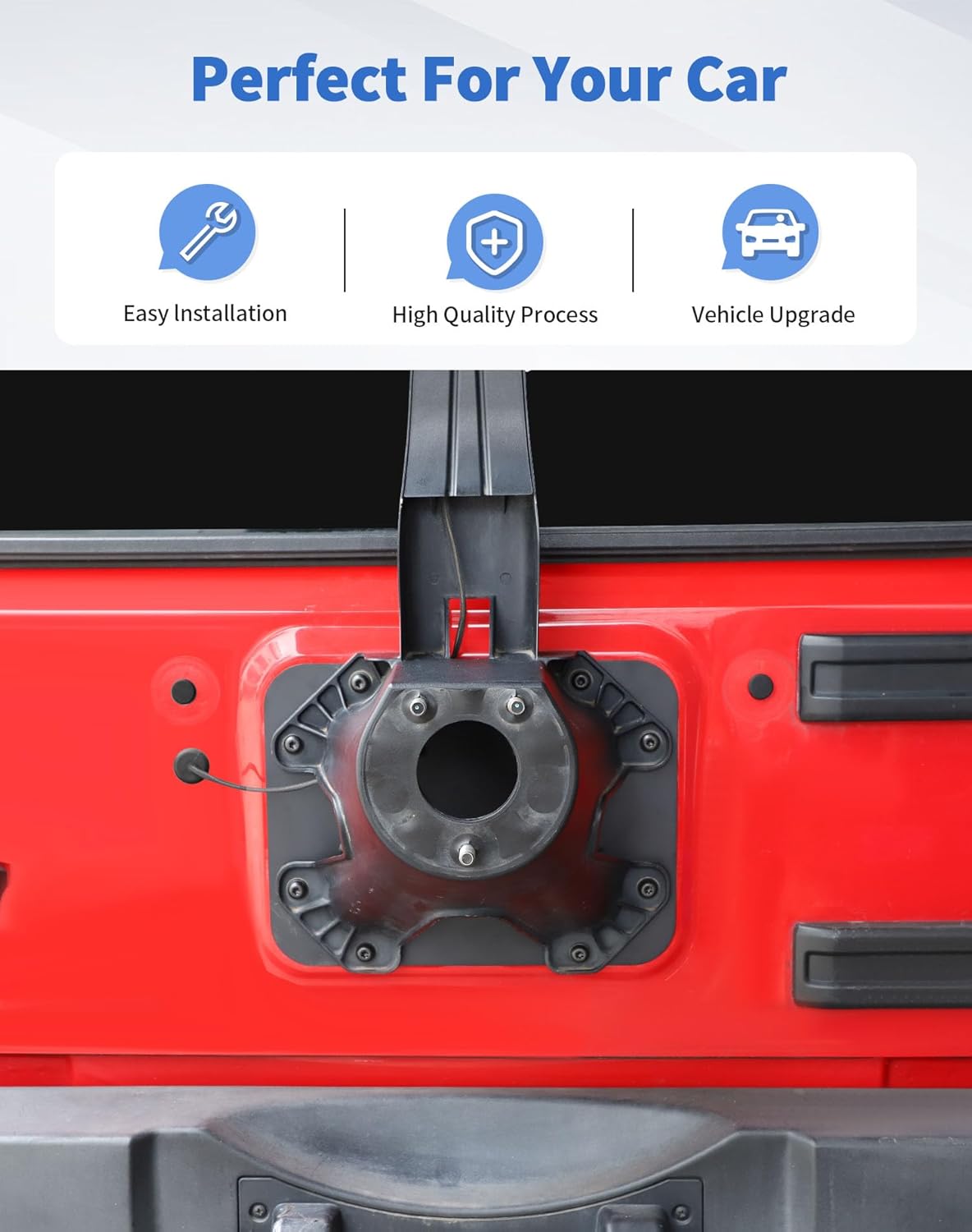 Aluminum Wrangler JK Spare Tire Carrier Filler Plate Tailgate Plug Vent Plate Cover & Tailgate Durable Rubber Plugs and Bolts Fit for 2007-2017 Jeep Wrangler JK JKU