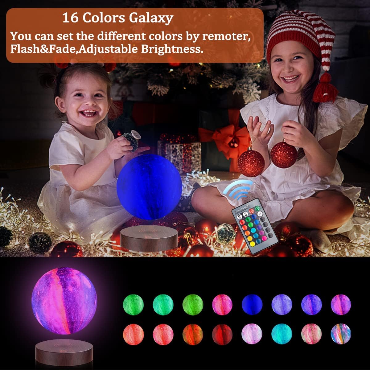 Levitating Moon Lamp, Magnetic Floating Galaxy Moon Light with 16 Colors LED Lighting, Spinning 3D Moon Lamp Rotating Night Lights for Room Decor, Office Desk Toys, Creative Gifts