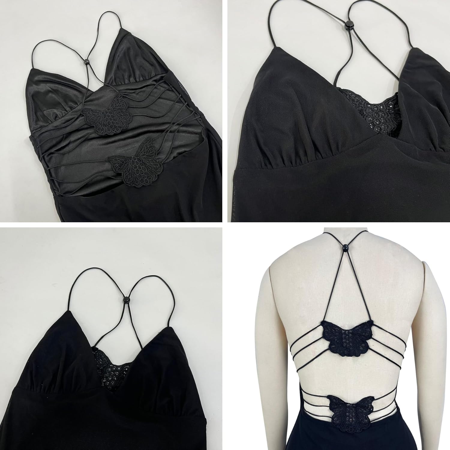 Women's Fairy Butterfly Maxi Dress Sexy Sleeveless Backless Long Dress Bandage String Bodycon Beach Club Party Dress - Image 7