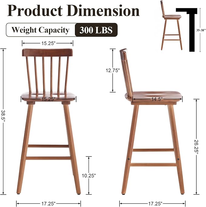 Set de 2 Butacos Windsor de Madera 26 Pulgadas miniatura 2