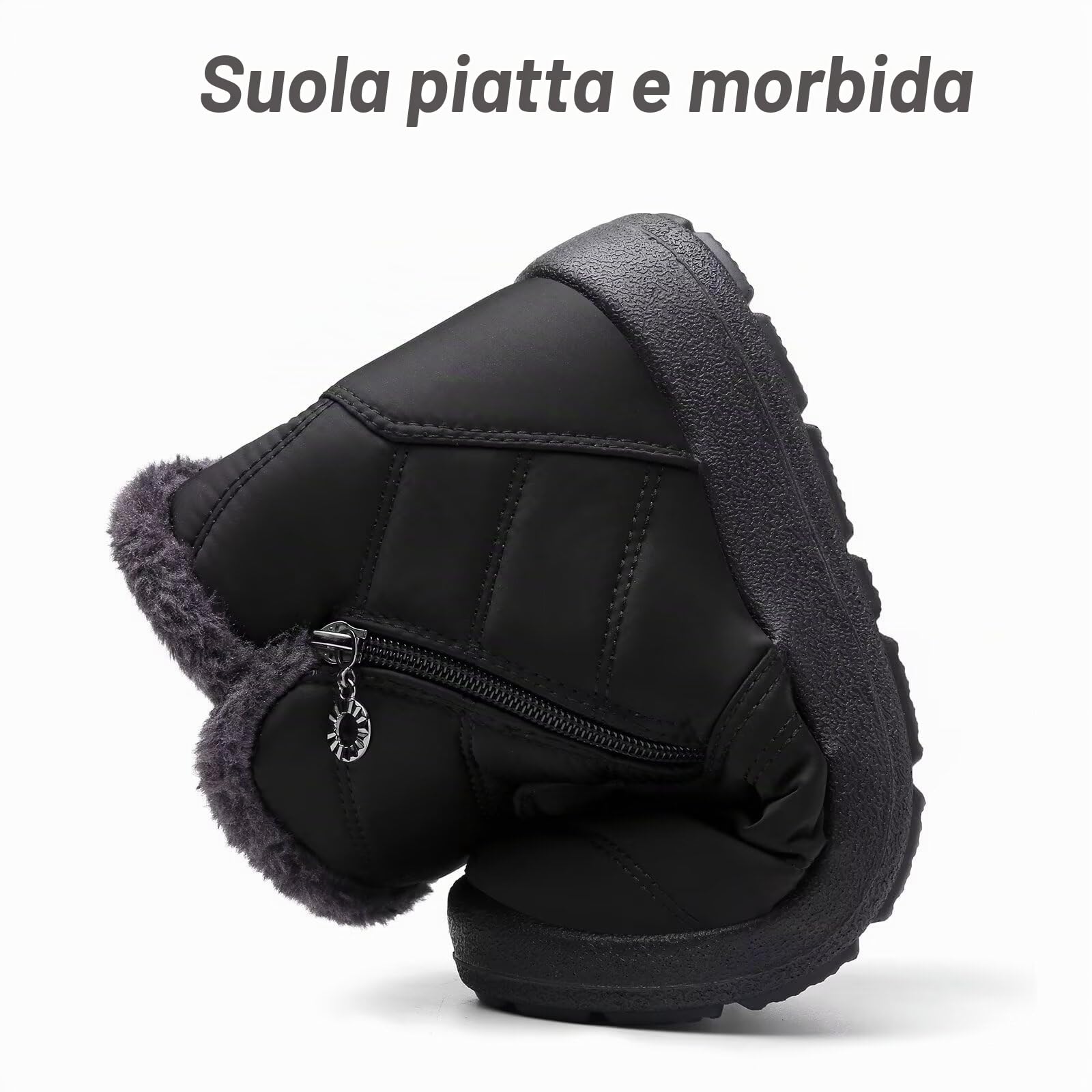 scecocrs Stivaletti Invernali Da Neve Con Zip Da Donna, Stivaletti Caldi Foderati in Pelliccia, Stivaletti Comfort Impermeabili Antiscivolo Per Esterno, Botas De Invierno Para Mujert