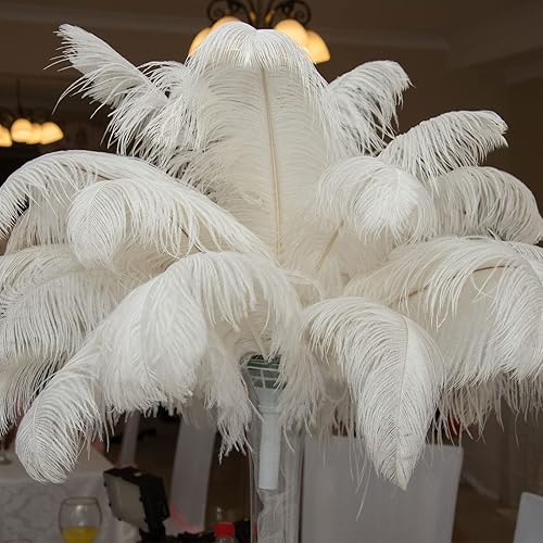 Miniatura 7 de XunYee 100 plumas de avestruz naturales grandes a granel para centro de mesa de 16-18 pulgadas (15.7-17.7 in) plumas para manualidades,