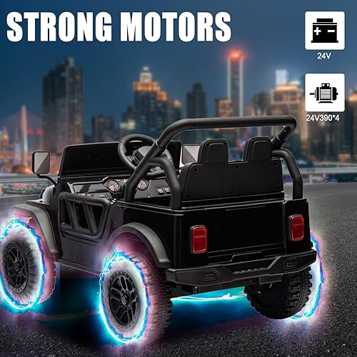Miniatura 4 de POSTACK Auto de paseo de 24 voltios con control remoto parental, vehículo eléctrico alimentado por batería 4x4, juguete UTV 4WD para que los niños