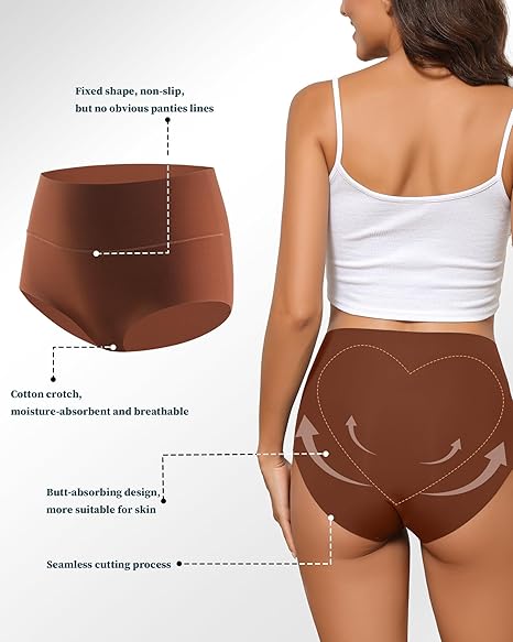 Levao Naadloze onderbroeken voor dames, naadloos ondergoed voor vrouwen, hoge taille, stretch, comfortabele slips, zonder naad, ademend, onzichtbaar, verpakking van 5 stuks (S-XXL), 5 Pack-A, XL
