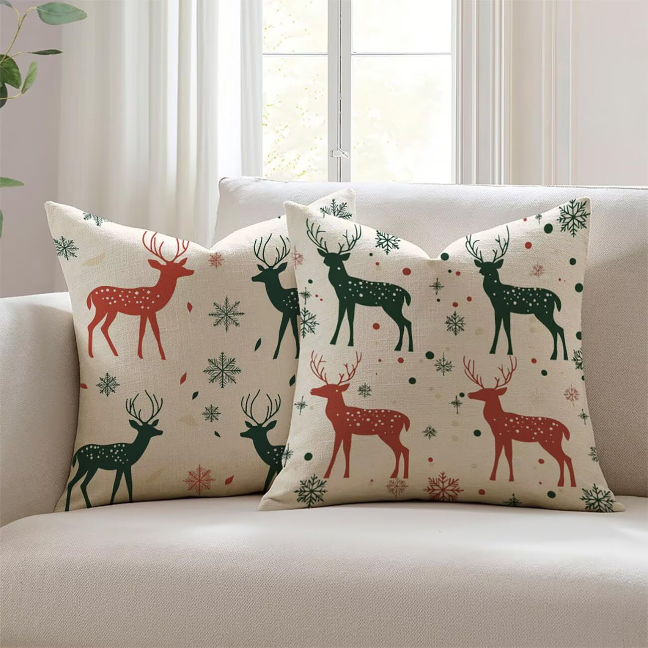Housse de coussin 50x50cm animaux lin par 2 pièces pour salon de jardin