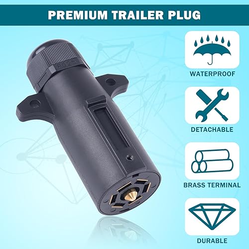 Miniatura 8 de CheeMuii Enchufe de remolque de 7 pines con sello impermeable resistente de 7 vías redondo estilo RV conector de remolque de 7 puntos Adaptador de
