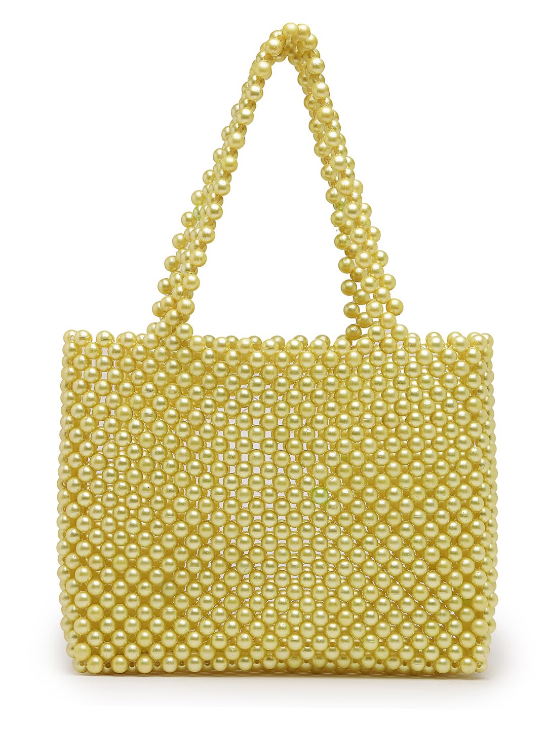 aquatan Elegant Pearl Beaded Handbag for Women and Girls | Stylish Clutch Bag for Parties | Compact Mobile Bag in Lime Green-picture-38