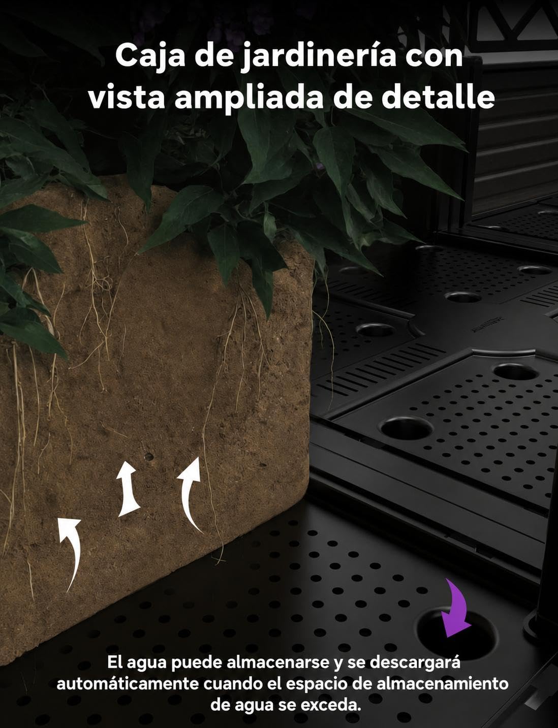 Garvee Cama de Jardín Elevada con Enrejado,4 Módulos,Jardinera Modular de Plástico Resistente,Macetero Profundo para Plantas Trepadoras, Pantalla de Privacidad para Terraza Balcón y Patio,166x41x160cm
