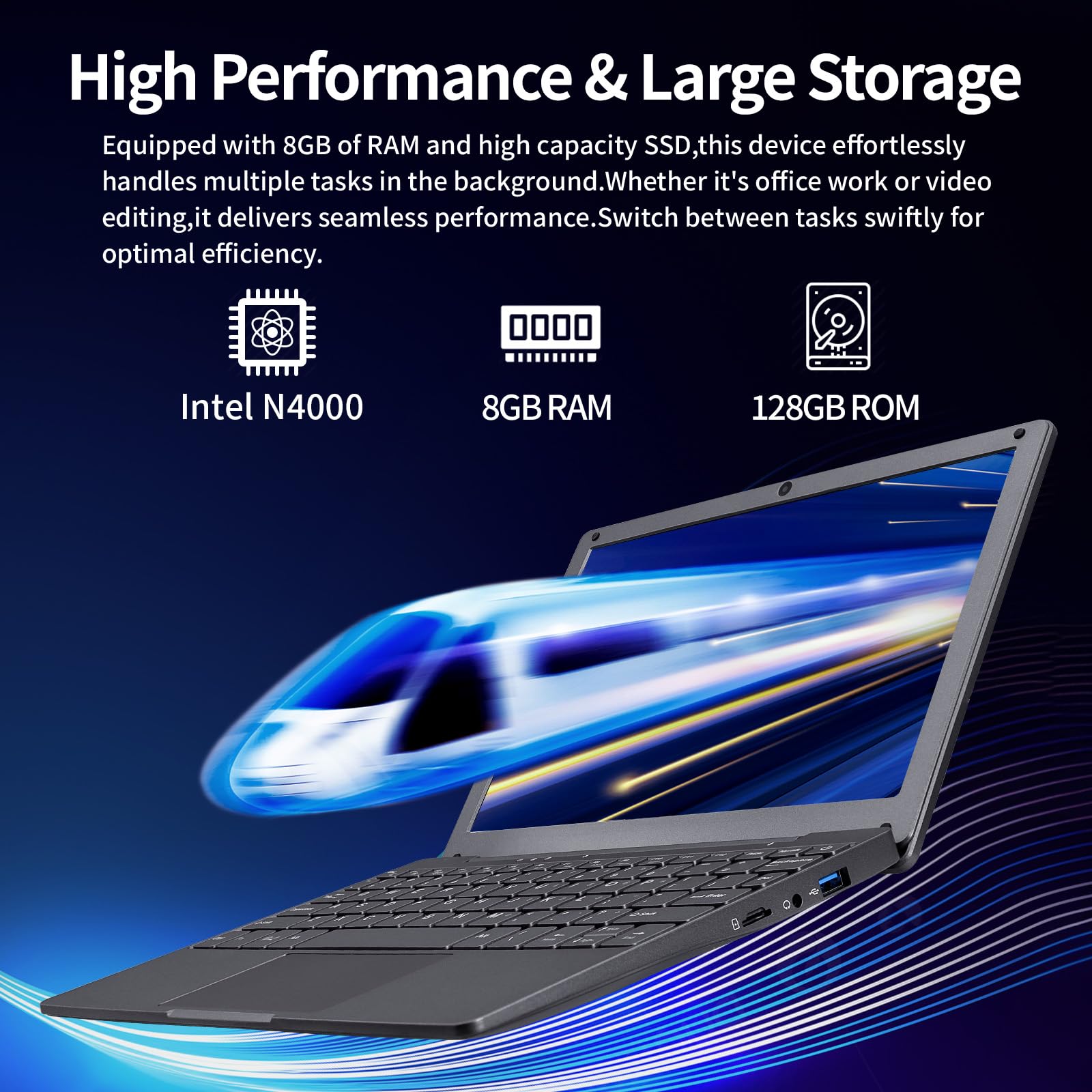 Mini Laptop 10.1 Pollici Ultrasottile 0,79 kg, Netbook Leggero Win11,Layout Tastiera Italiano, Webcam, WiFi5, Bluetooth 5.0, USB 3.0, Type-C, HDMI, Mouse Wireless (Grigio) 8GB DDR4 128GB SSD