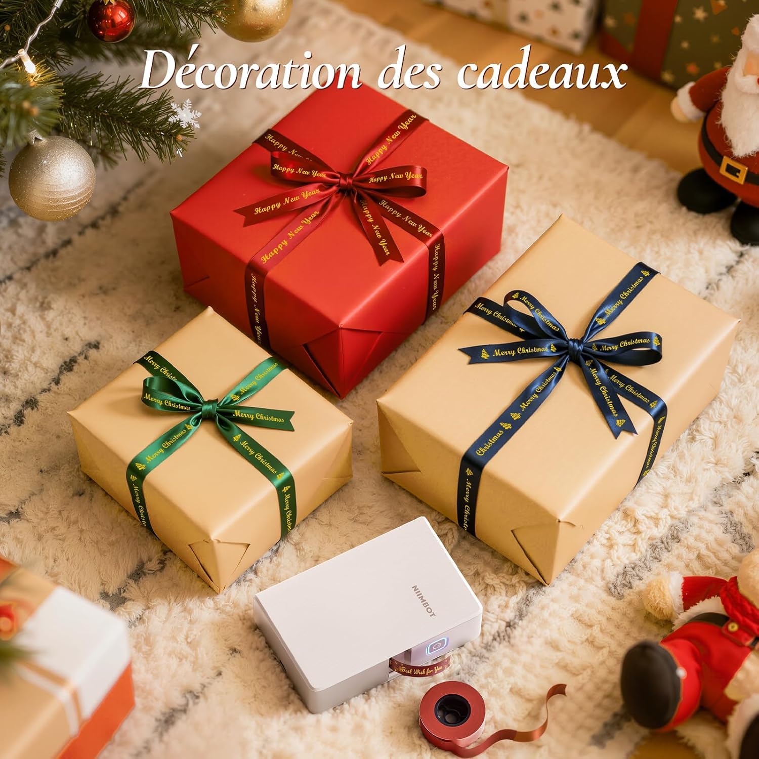 NIIMBOT B18/N1 étiqueteuse, Ruban imprimante d'étiquettes avec Ruban Noir et étiquettes Blanches, Supporte l'impression Multicolore